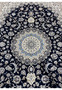9x12 Persian Nain Habibian 6La rug inner field closeup navy floral vines silk highlights