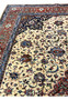 9x13 Persian Sarough rug upper field ivory ground navy spandrel rust border palmettes