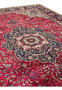 Field closeup of 10x13 Persian Tabriz rug, red ground with Shah Abbas palmettes and curling leaves