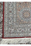 Backside of this authentic Turkish silk rug showing fine hand-knotted weave on pure silk foundation