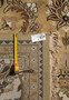 Backside of this oversize 12x18 Agra Soltanabad rug showing fine hand knotted weave on cotton