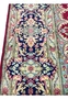 10x14 Persian Kerman rug navy floral border ivory gold pink scrolling vine closeup