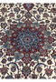 Central medallion closeup 8x12 premium Persian Isfahan wool silk rug navy blue star medallion ivory field crimson surround