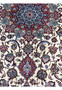 Pattern detail 8x12 premium Persian Isfahan wool silk rug ivory field crimson red star medallion blue floral arabesques