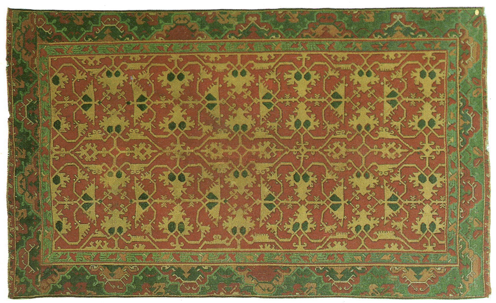 An Oushak arabesque pattern of the type recorded in paintings by Lorenzo Lotto