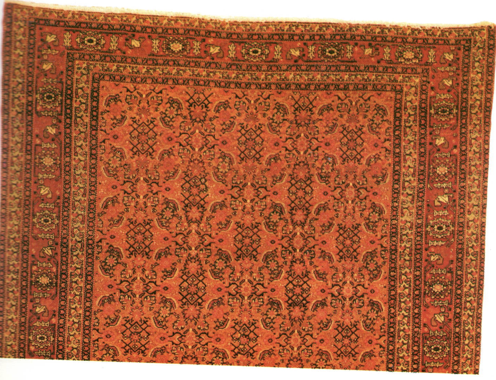 Detail of a 19th century Senneh rug with an all-over Herati field pattern