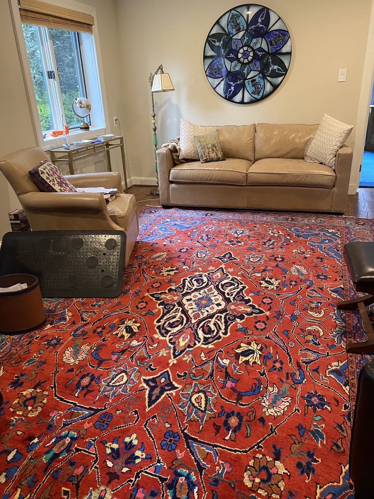 Customer photo showing stunning high quality handmade rug praised in a Google review