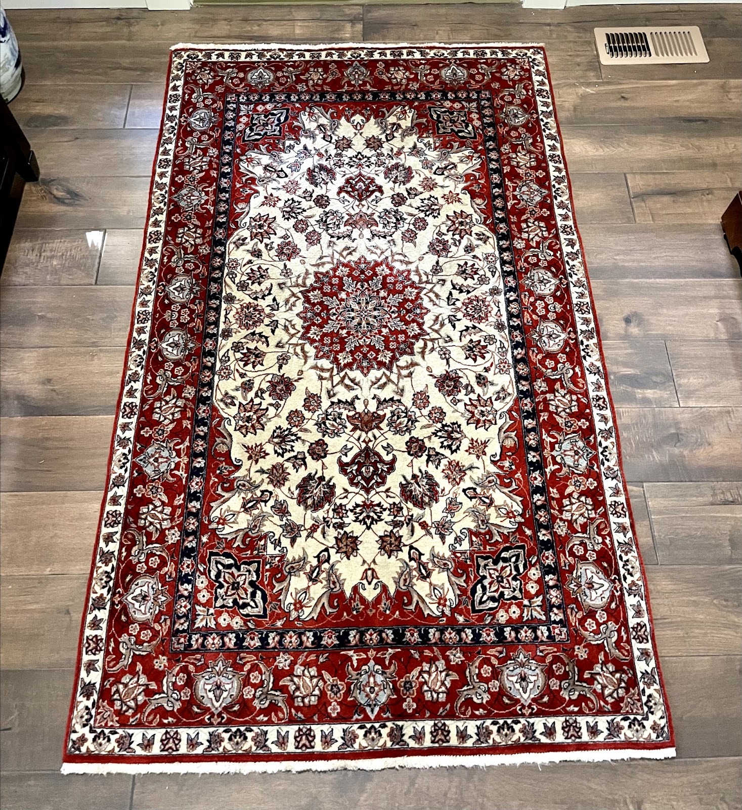 Wool and silk Persian rug exactly as represented, photographed by a Rugs.net customer
