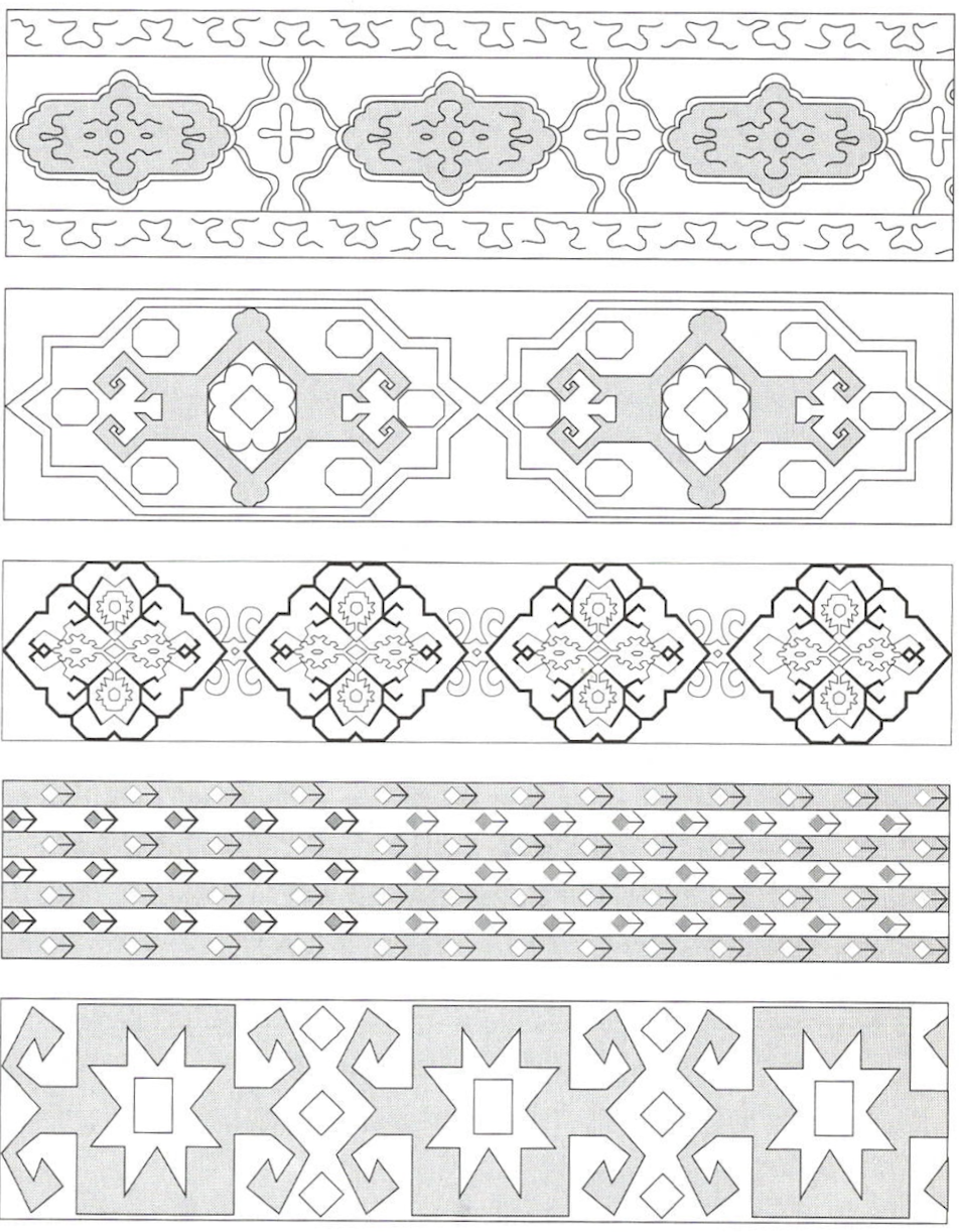 Schematic border cartouches in Persian, Transylvanian and Lotto versions with tschubukli and kotschanak motifs