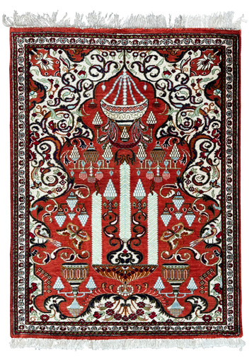 2 x 2'27 Persian Qum Silk Pictorial