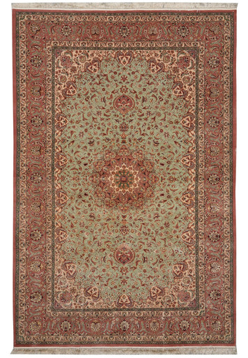 Isfahan Rug Green 6'5 x 9'6 Persian Isfahan Silk Rug for Sale | Sage Green 350 KPSI ...