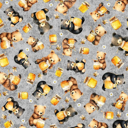 Buzz Buzz Buzz Bears & Honey 702K Grey