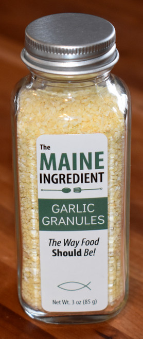 The Maine Ingredient organic dried garlic granules bottle front