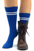 Doctor Who Cosplay Socks (13th Doctor's Style - Ribb Crew with Embroidered Tardis and Bell Cuff) - Fits Ladies size 4-10 (1 Pair)