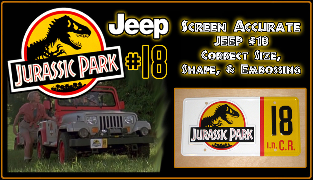 License Plate - JURASSIC PARK - Jeep 18 - Doctor Who Store