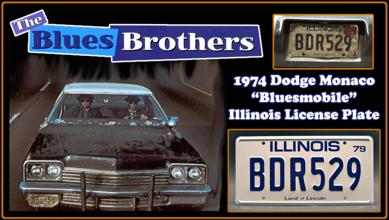 Blues BrothersBluesmobileMetal Stamped Vanity Prop License Plate Combo 