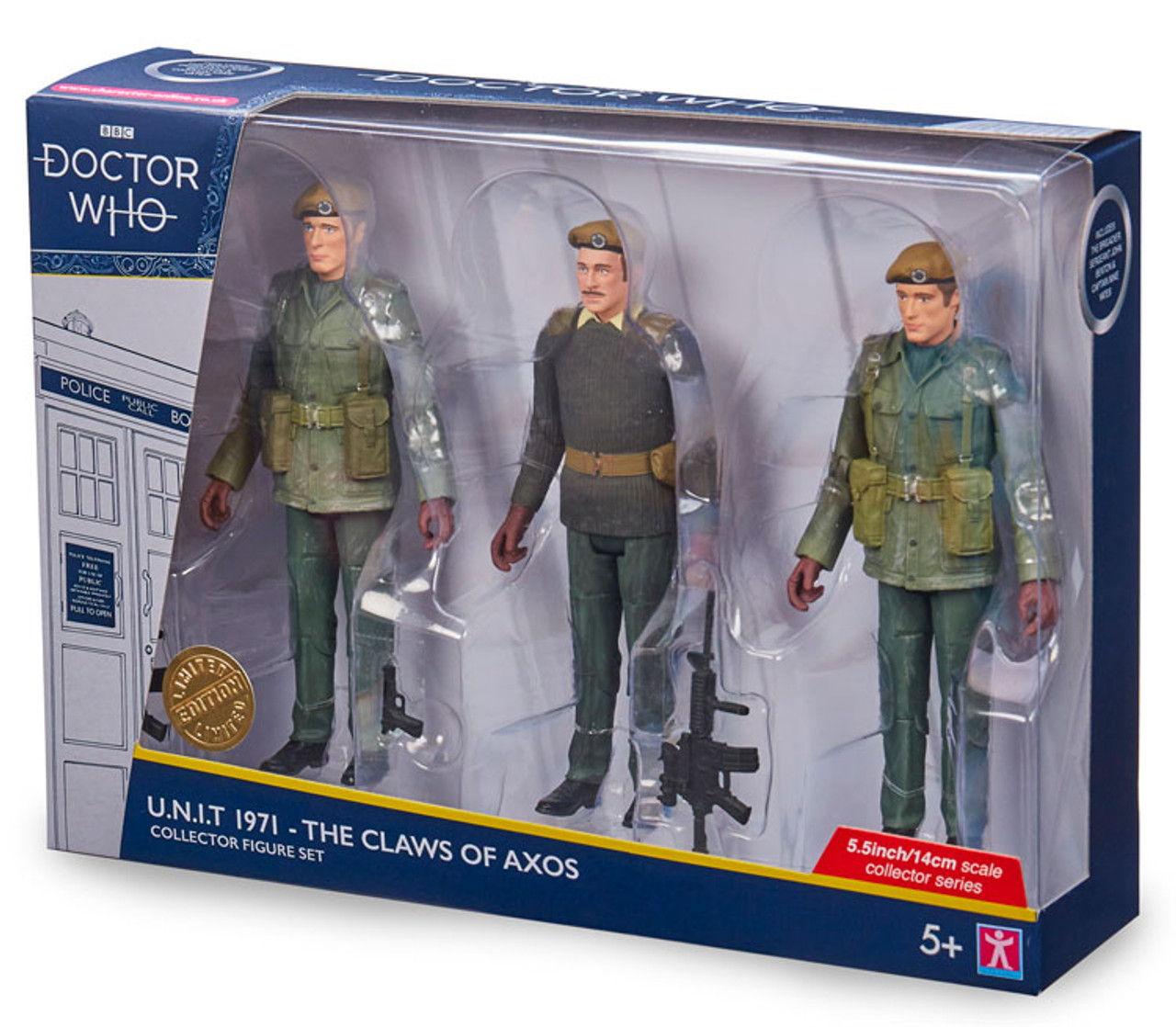 DOCTOR WHO: CLAWS OF AXOS - U.N.I.T. - Action Figure Set of 3 (Brigadier -  Sgt. John Benton - Capt. Mike Yates) Character Options