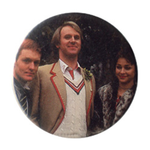 Doctor Who Vintage 1980's Button - 5th Doctor (Peter Davison) with Turlough & Tegan