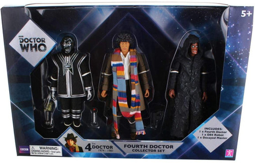 Doctor Who: FOURTH DOCTOR (Tom Baker) 3 Action Figure Collectors Set (4th Doctor - D84 Robot and Decayed Master) -  Character Options