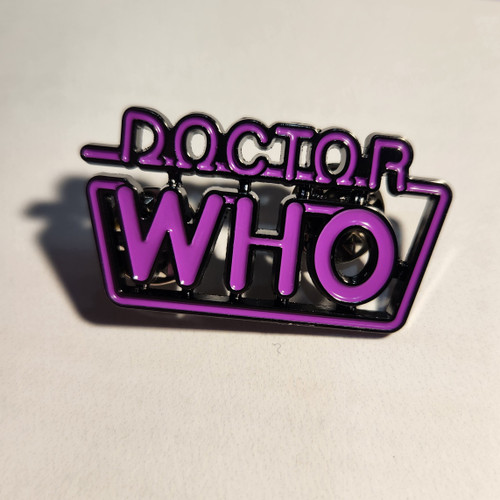 Doctor Who Exclusive Lapel Pin - Vintage 1980's  Logo Purple - Classic Series Pin