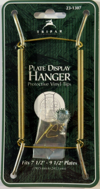 Wall Hanging Plate Holder for 7-1/2 to 9-1/2 inch collector plates - Brass with coated tips and hanging hardware by Tripar