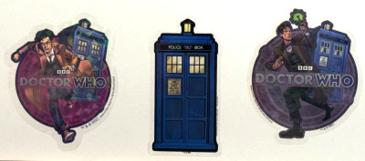 Doctor Who - Full-Color BBC Licensed Sticker Set of 3 (TARDIS plus 10th ...