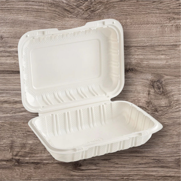 9"X6"X3" 1 Compartment Microwaveable White Mineral Filled Container 150/Case