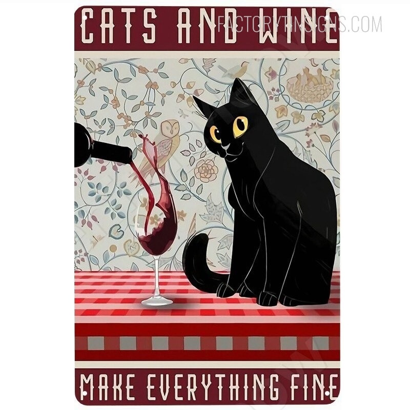 cats and wine poster