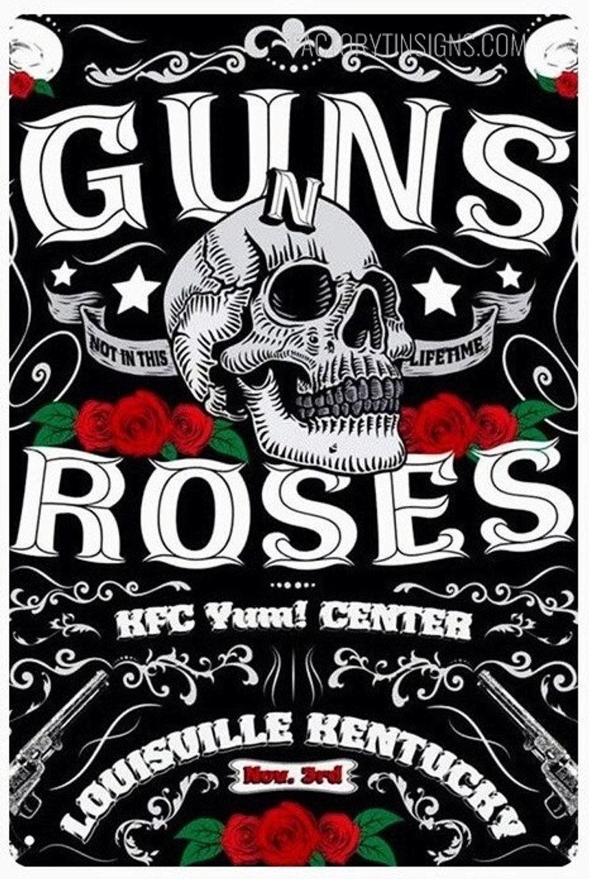  Guns N' Roses Tin Wall Sign Warning Plaque Retro Iron Painting  Metal Poster Artwork Decor for Garage Home Garden Bar Café;: Posters &  Prints