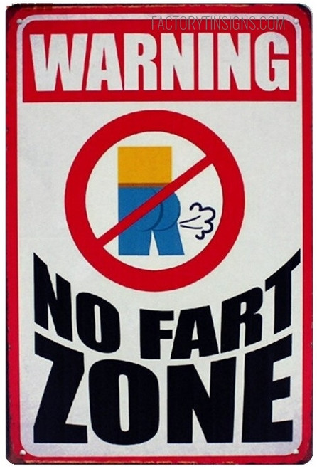 Warning No Fart Zone Typography Figure Vintage Metal Signs Tin Sign for Wall Hanging And Wall Décor