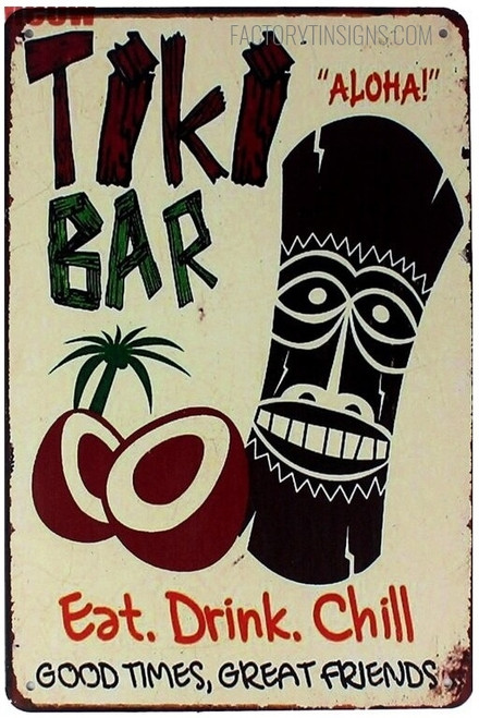 Tiki Bar Typography Botanical Vintage Metal Signs Tin Sign for Bar Wall Décor And Hotel Decoration Design