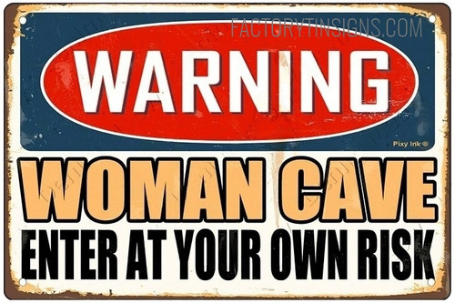 Woman Cave Typography Vintage Metal Signs Tin Sign for Wall Hanging And Wall Décor