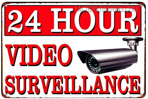 Video Surveillance Typography Vintage Metal Signs Tin Sign for Wall Hanging And Living Room Design