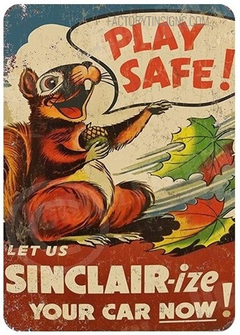 Play Safe Typography Animal Vintage Metal Signs Tin Sign for Living Room Design And Home Décor