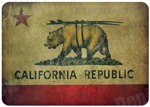 California Republic Typography Animal Vintage Metal Signs Tin Sign for Wall Hanging And Living Room Design
