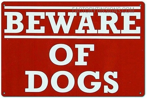 Beware Of Dogs Typography Vintage Metal Signs Tin Sign for Wall Hanging And Living Room Design