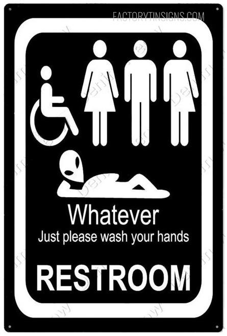Restroom Typography Figure Modern Metal Wall Signs Tin Art For Bathroom Wall Decoration
