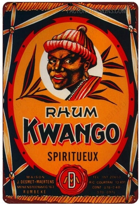 Rhum Kwango Spiritueux Typography Figure Vintage Metal Signs Retro Metal Tin Signs for Wall Décor And Wall Hanging