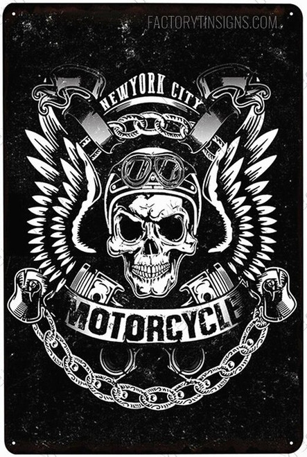 New York City Motorcycle Typography Vintage Metal Signs Retro Metal Tin Signs for Wall Hanging And Garage Wall Décor