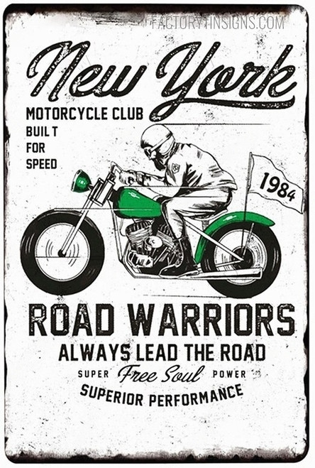 New York Motorcycle Club Built For Speed Typography Figure Vintage Metal Signs Retro Metal Tin Signs for Garage Wall Décor And Living Room Design