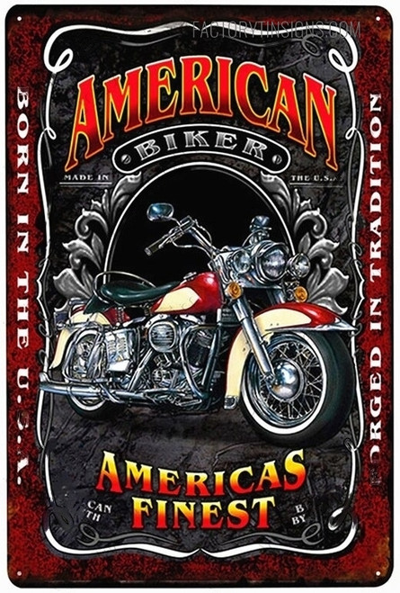 American Biker Typography Vintage Metal Signs Retro Metal Tin Signs for Wall Décor And Home Décor
