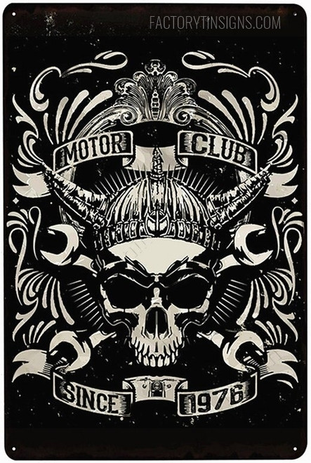 Motor Club Typography Vintage Metal Signs Retro Metal Tin Signs for Wall Décor And Home Décor