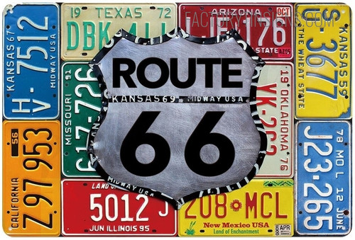 Route Kansas Midway USA 66 Typography Vintage Metal Signs Retro Metal Tin Signs For Home Décor And Living Room Design