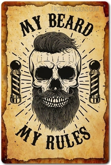 My Beard My Rules Typography Vintage Metal Signs Retro Metal Tin Signs for Wall Hanging And Wall Décor