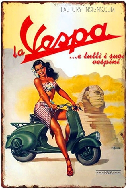 La Vespa Typography Transport Vintage Metal Signs Retro Metal Tin Signs for Wall Hanging And Home Décor