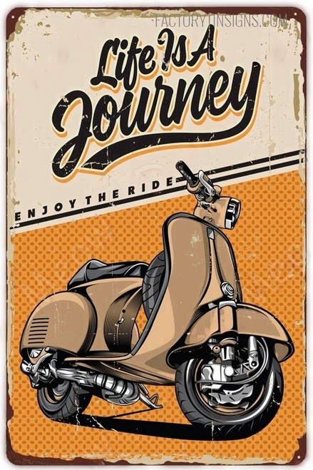 Life Is A Journey Enjoy The Ride Typography Transport Vintage Metal Signs Retro Metal Tin Signs for Wall Décor And Wall Hanging