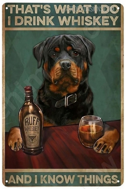 Rottweiler Animal Typography Reproduction Vintage Metal Wall Signs Tin Art Perfect For Bar And Hotel Decoration Design