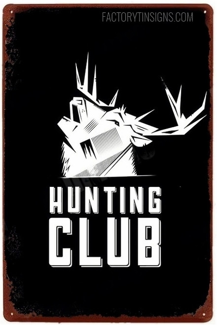 Hunting Club Typography Animal Vintage Metal Signs Retro Metal Tin Signs for Wall Décor And Wall Hanging