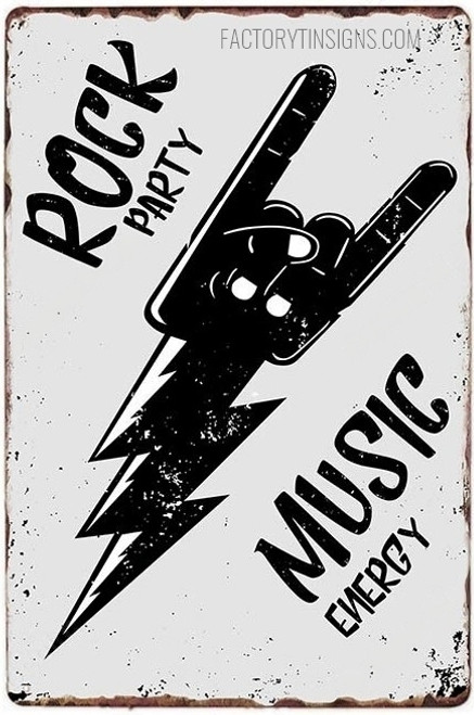 Rock Party Music Energy Typography Vintage Metal Signs Retro Metal Tin Signs for Wall Hanging And Bar Wall Decor