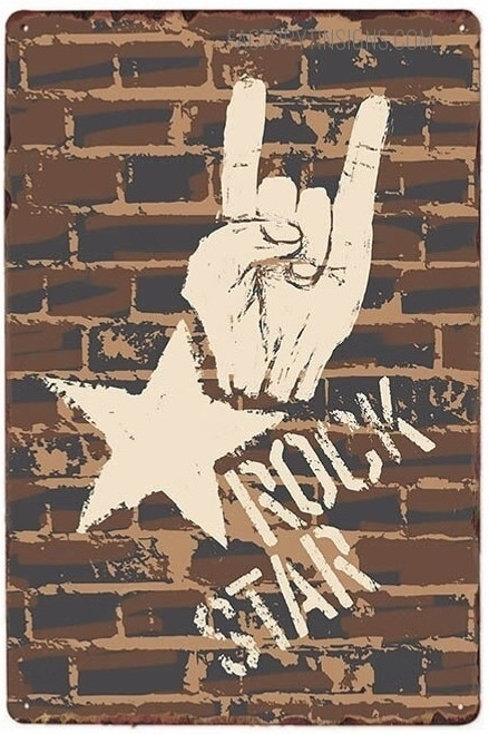 Rock Star Typography Vintage Metal Signs Retro Metal Tin Signs for Wall Décor And Wall Hanging
